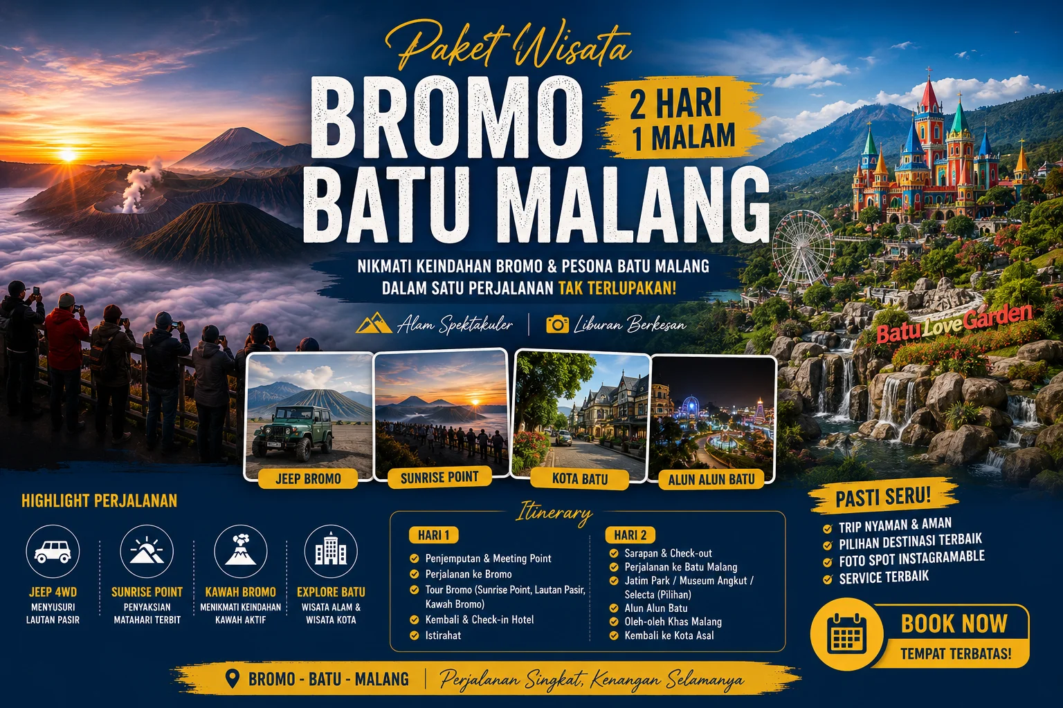 Paket Wisata Bromo Batu Malang 2 Hari 1 Malam